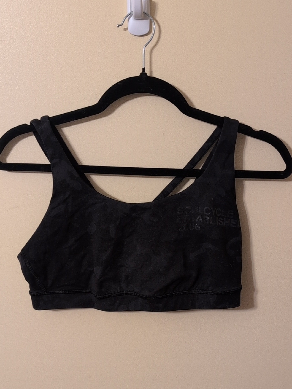 lululemon athletica Soul Cycle black camo sports bra